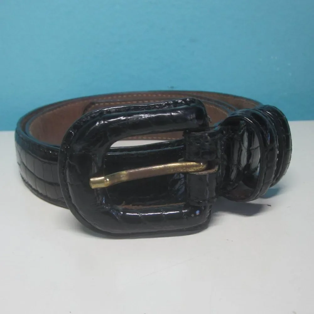 Reptiles House Black Crocodile Belt  Womens Size XS 1
